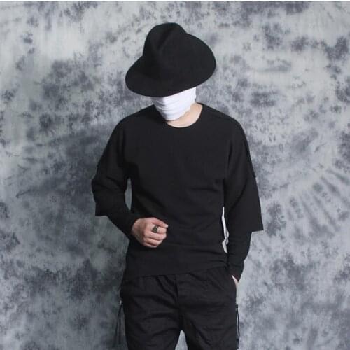 Autumn youth man loose t shirt men tshirt hip hop streetwear t-shirt men round collar t shirts camiseta shirt homme white black