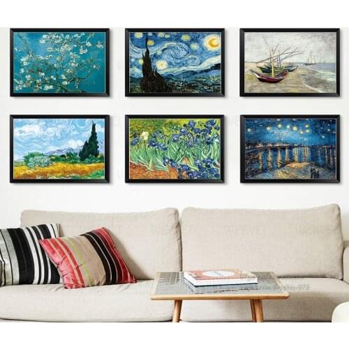 Van Gogh Oil Painting Works Sunflower Apricot Abstract Canvas Art Print Poster Picture Wall House Decoration Murals