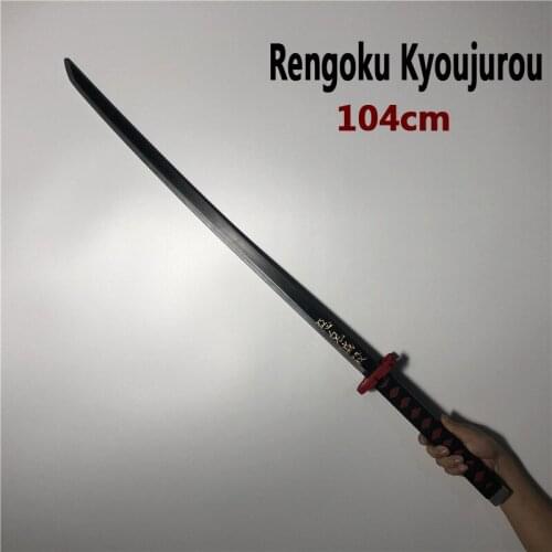 Demon Slayer 1:1 Rengoku Kyoujurou Sowrd Cosplay Sword Anime Ninja Knife Kimetsu no Yaiba Sword Weapon PU Prop Model 104cm