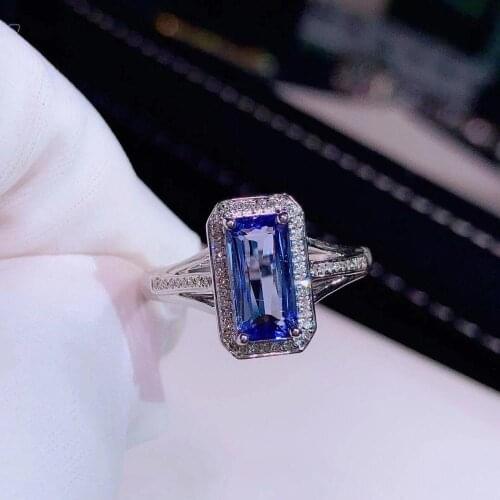 H829 Tanzanite Ring Fine Jewelry Pure 18 K Gold Natural Tanzanite Gemstones 1.8ct Diamonds Female Anniversary Gift Fine Rings