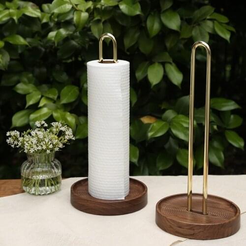 Creativity Solid wood Base Gold Paper roll holder Kitchen Tissue Paper Holder