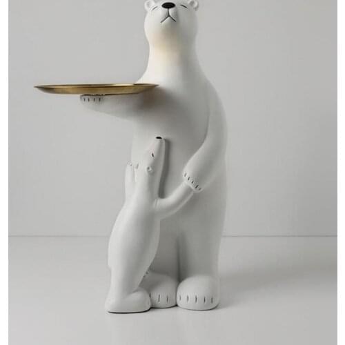 Nordic creative polar bear large floor type ornament Eco-friendly resin porch storage tray simple home decoration accessories