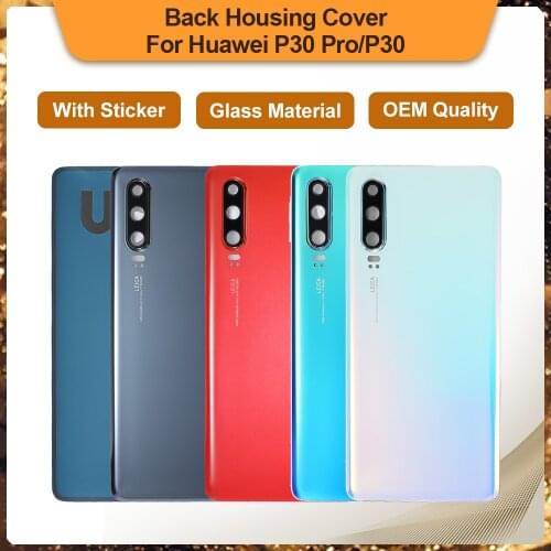 Battery Cover For Huawei P30 Pro P30 Glass Back Battery Housing Repair Cover Rear Door Case Replacement Lens Cover With Sticker