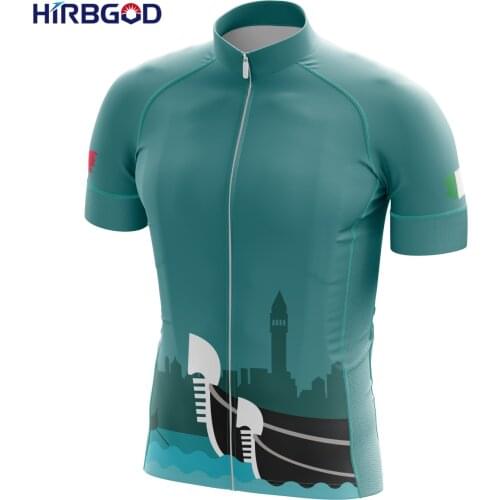 HIRBGOD Summer New Green for Italy Series Water City Venice Landscape Riding Clothing Travel Anti-Sweat Bike Jersey,TYZ667-01