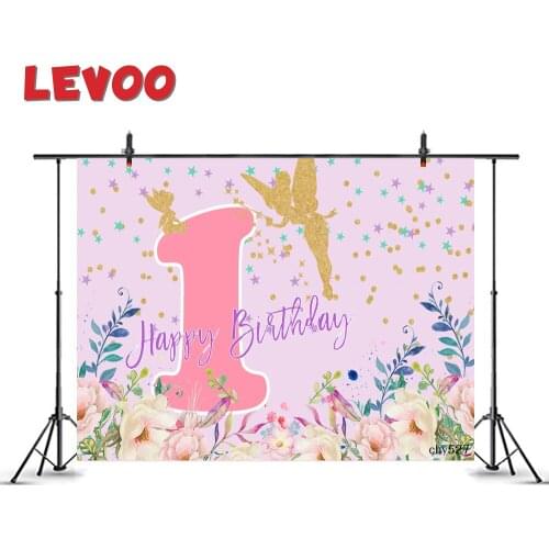 LEVOO 1st 2nd 3rd Birthday Backdrop Elf Flowers Golden Dots Girls Party Photography Background Photo Zone Photophone Shoot Props