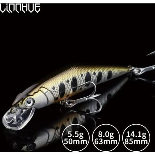 LINNHUE New Fishing Lure Hard Minnow Crank 50mm 5.5g 63mm 8g 85mm 14.1g Topwater Floating Wobblers Crankbite Artificial Baits