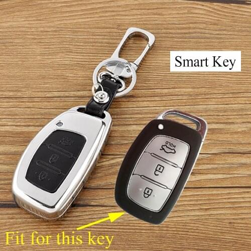 Metallic Key Case Bag Box Fob Shell Holder Chain Cover Fit For Hyundai Mistra Verna ix25 ix35 Accessories 3 Buttons Remote Style