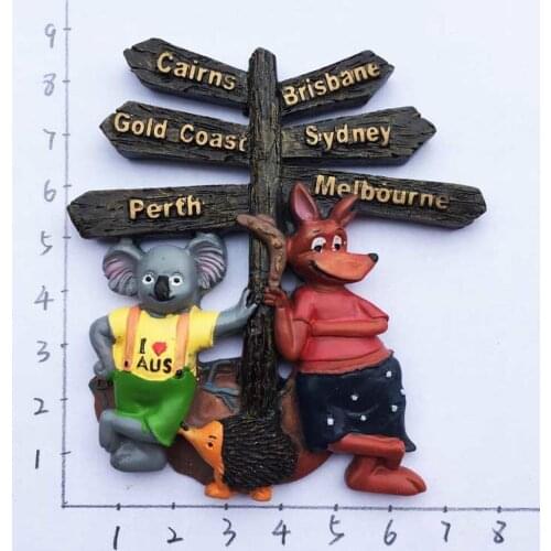 Cute Australia Fridge Magnet Souvenir Koala Kangaroo Road Sign Perth Sydney Melbourne Refrigerator Magnet Home Decor Gift