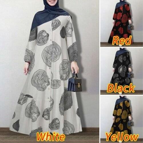 Muslim Fashion Women Elegant Open Abaya Islamic Clothing Cotton Linen Print Cardigan Kaftan Arabic Dubai Loose Long Dress Blouse