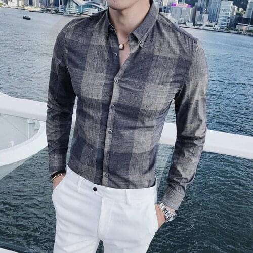 Mens Long Sleeve Plaid Shirt 2021 New Spring and Autumn male Fashion Business Shirt Casual Slim Formal Professional Shirt S-3XL