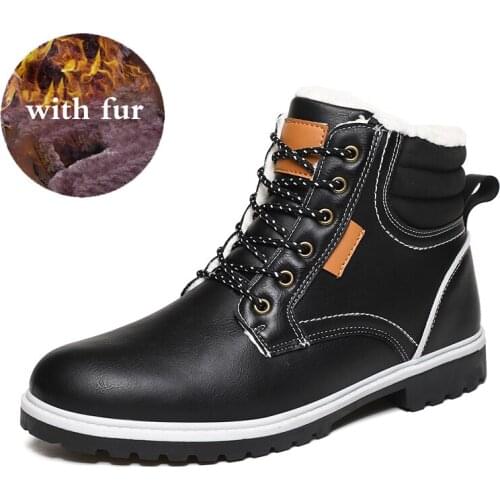 Winter New Men Ankle Boots Motorcycle Fur Plush Warm Classic Vogue Snow Boot Autumn Men Casual Outdoor Working Snow Boots