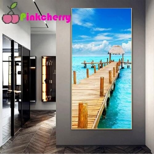 Bridge Seascape DIY 5D full drill Diamond painting mosaic landscape diamond embroidery gift diamond stitch home decor k1641