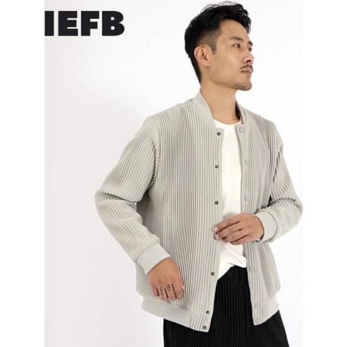 IEFB 2021 New Japanese Style Pleated Clothes For Men Spring Autumn Loose Baseball Waist Thread Jacket Men Tide Thick Coat 9Y5485