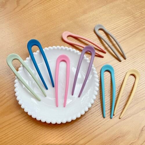 New Simple Solid Color Hair Sticks Headdress Fashion U-Shaped Large Hairpin for Women Hair Style Tools Hair Accessories