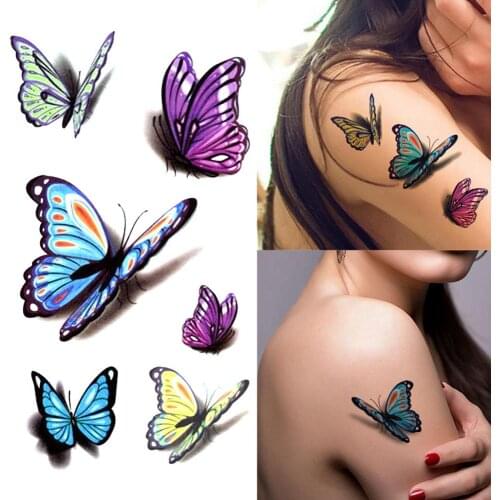NEW Womens 3D Temporary Tattoo Sticker Waterproof Body Decals Fake tatoo Art Taty Butterfly pattern Tattoo Sticker