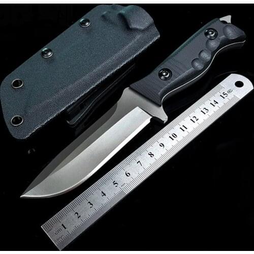 7CR13 Steel Fixed Blade hunting Knife G10 Camping Knife Gray Titanium Outdoor Survival Knife With kydex Scabbard