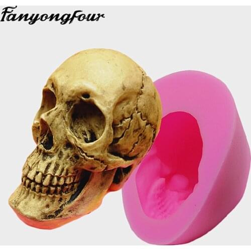 3D skull fondant cake mold silicone mold chocolate mold soap, candle tool free shipping