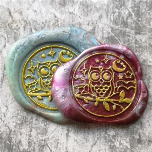 Cute star owl on the moon tree wax seal stamp Retro Wood Stamp Sealing Wax Seal Stamp Wedding Decorative sealing Stamp wax seals