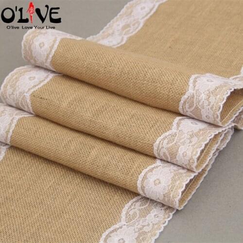 30*275 CM Table Runner Burlap Wedding Jute Lace Tablecloth Path Sackcloth Christmas Decoration Dining Table Flag Hessian Linen