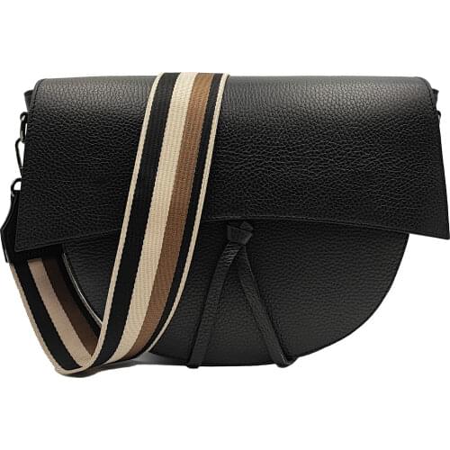 Womens cross body bag Fiumicino, genuine leather, Italy, leather belt, textile belt, large