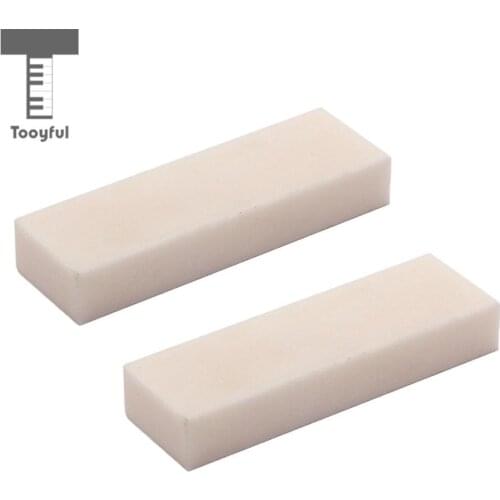 Tooyful 2 Pieces DIY Guitar Ukulele Nut Bone Nut Blanks for Cigar Box Guitar Ukulele Parts