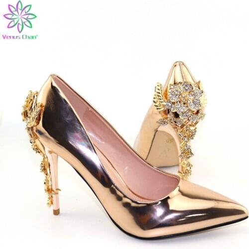 Champagne African Shoes for Women Larges Size Shoes Women Open Toe Slip on Sexy Ladies Shoes Party Wedding Low Heels Women Pumps