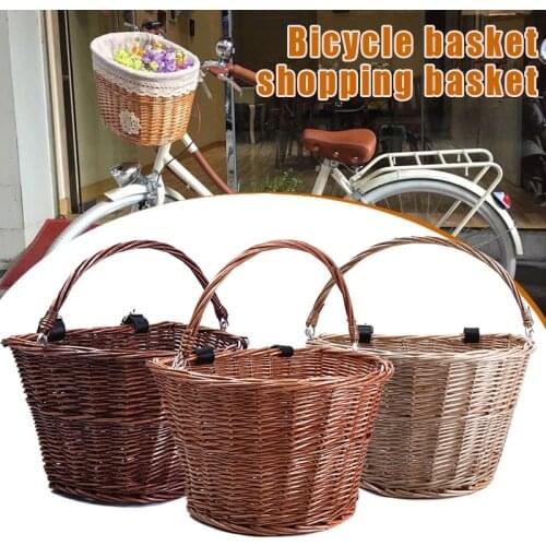 Bicycle Wicker Woven Basket with Handle Supermarket Shopping Rattan Basket ASD88