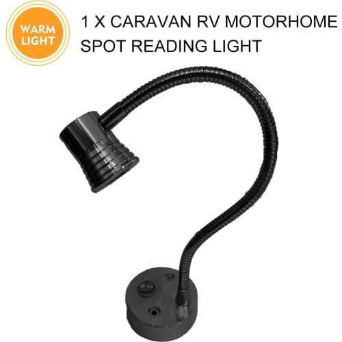 12V Interior LED Reading Lamp Switch Caravan Spotlight Flexible 3000K White RV Camper Motorhome Accessories For Car Home Lorry