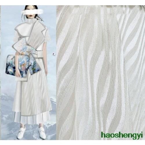 High-end simple fashion white solid texture jacquard fashion fabric/half meter price