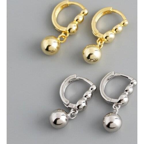 1Pair 925 Sterling Silver Ball Dangle Earrings for Women 2021 Trend Fine Jewelry Piercing Pendant Earrings Unusual for Teens