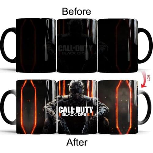 1Pcs New 350ml Game Call Of Duty Magic Color Changing Mug Coffee Milk Ceramic Cup Best Gift for Children Birthday Home Party