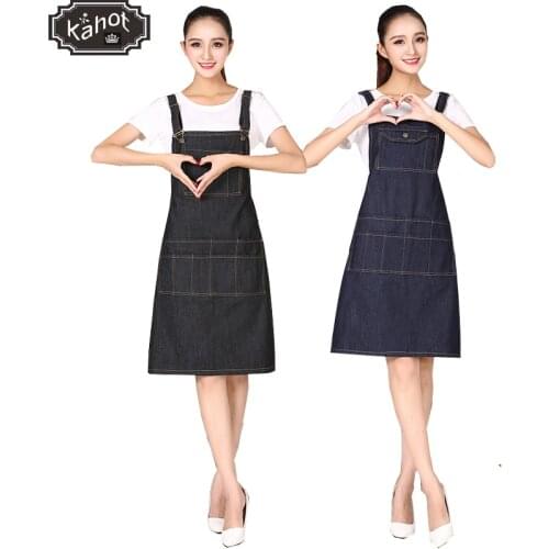 1pcs Unisex Pro Salon Hairdressing Denim Apron Durable Hair Cutting Barber Capes Fashion Workwear Cloth with Tool Pockets