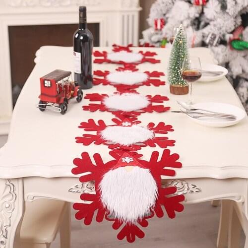 1pc Navidad Christmas Table Runner Flag Desktop Cute Faceless Doll Tablecloths Hotel Home Festival Decoration Christmas Gift