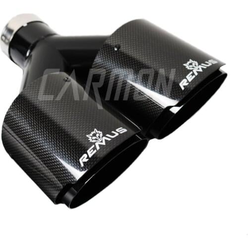 1 piece Y style black stainless steel Dual remus carbon fiber exhaust pipe Tail End Tip Plain End One Change Two Out Muffler