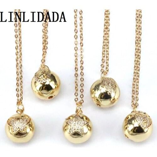 10Pcs, Charms CZ Micro Pave Moon Star Heart Hamsa Hand Jesus Engraved Ball Pendants Necklaces for Women Jewelry