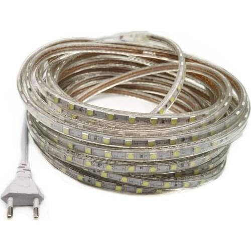 220V LED Strip Light,220V Waterproof IP67 SMD 5050 60leds/m Tape Diode,220 V Volt Led Strip Flexible Lamp Power Plug Living Room