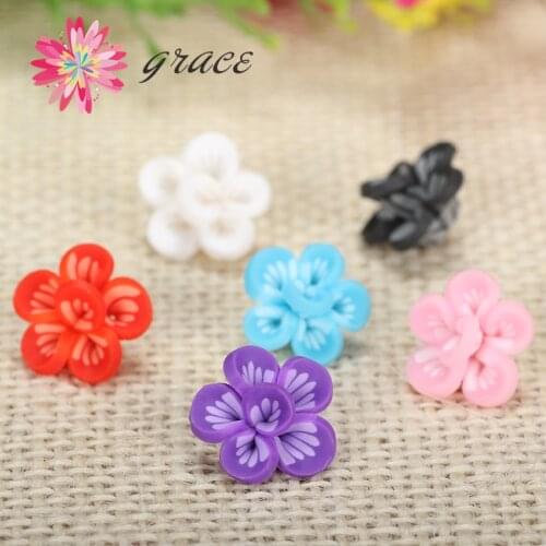 25pc/lot 15mm Polymer Clay Cute Resin Flatback Unfinished Flower Beads Diy Kawaii Decora Earrings Rings Jewery Accessories