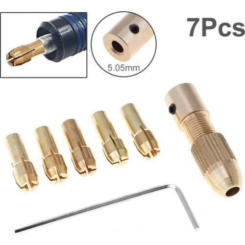 7pcs 5.05mm Mini Self Tightening Drill Chucks for Mini Tools Copper Drill Folder Copper Cap Axis Drill Collet Tools