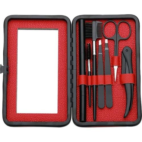 7Pcs Eyebrow Kit, Eyebrow Grooming Trimming Kit with Eyebrow Razor Comb Scissors Trimmer Tweezers Eyebrow Pencil