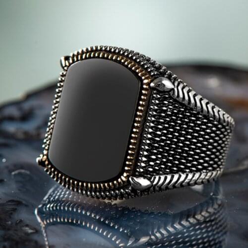925 Sterling Silver Black Onyx Mens Ring Exclusive Ring for Men Onyx Gemstone Ring Special Accessory Made in Turkey