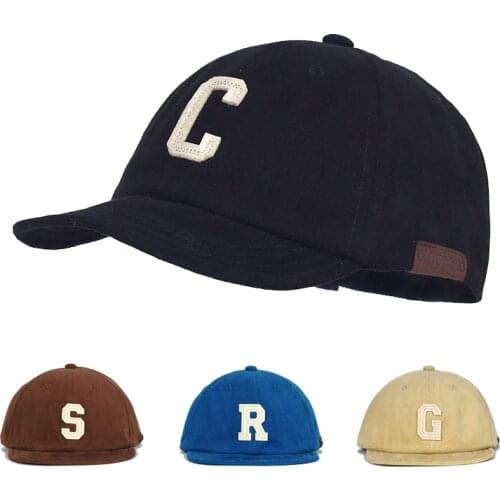 Vintage Short Brim Cotton Letter Baseball Cap Men Women Dad Hat Adjustable Trucker Style Low Profile Caps