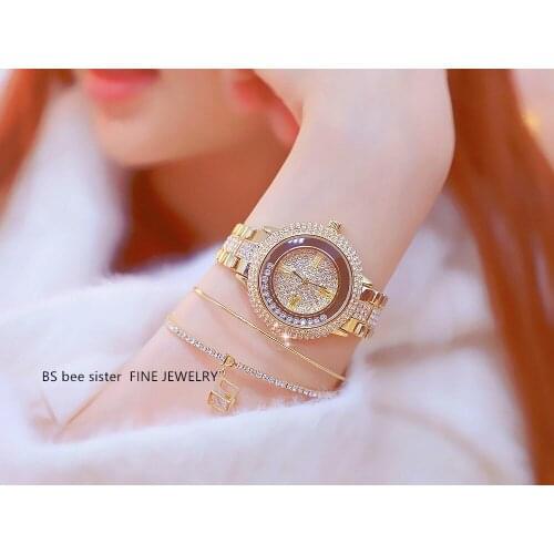 New Full Diamond Womens Watch Crystal Ladies Bracelet Wrist Watches Clock relojes Quartz ladies watches for women 103735