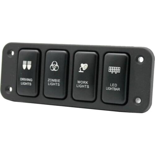 DC 12V 4 Gang Car Marine Boat Circuit RV Blue LED Rocker Switch Panel