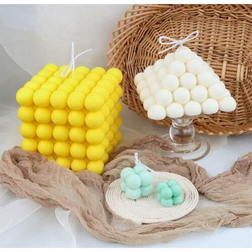 Pyramid Cube Candle Mold Cylindrical Bubble Ball Design Home Decor Candle Silicone Molds Big Size Foam Cube Soap Wax Mold
