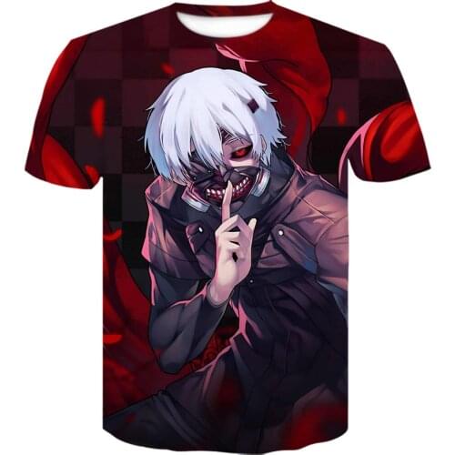 Summer Fashion 3D Printing Anime Short Sleeve t-shirt Mens Harajuku Japanese Anime t shirt Tokyo Ghoul Printing t-shirts Tops