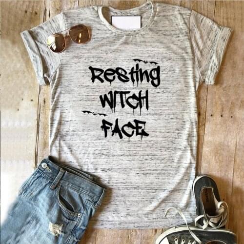 The Witchs Face Is At Rest Graphic T Shirts Halloween Costume Classic Tees Vintage WITCH Clothing Women Plus Size Black