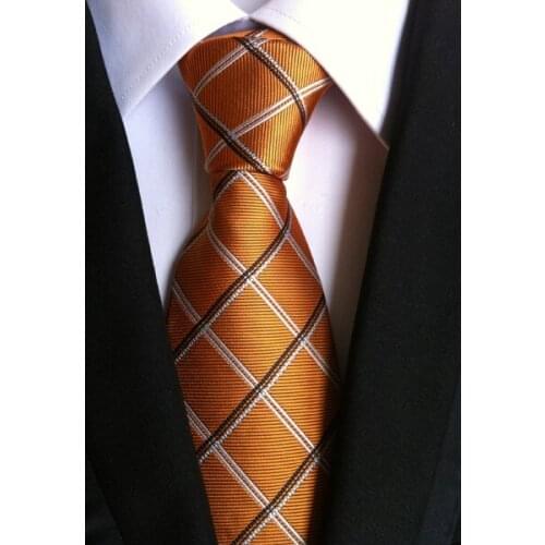 Tie Hot Sale 8cm Designer Necktie SET Luxury Golden Plaids Ties with Handmade Pocket Square