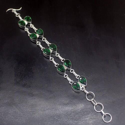 Gemstonefactory Jewelry Big Promotion Single Unique 925 Silver Dashing Green Topaz New Lady Women Charm Bracelet 19cm 20213268