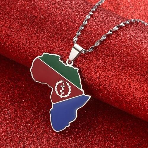 Eritrea Map Flag Pendant Thin Necklaces for Women Girls Gold Color Jewelry African Map of Eritrean