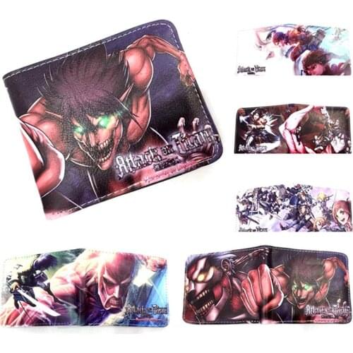 Classic Anime Attack on Titan Wallet Fashion Student Mens PU Leather Coin Purse Cosplay Eren Jaeger Short Wallets Gift M0625